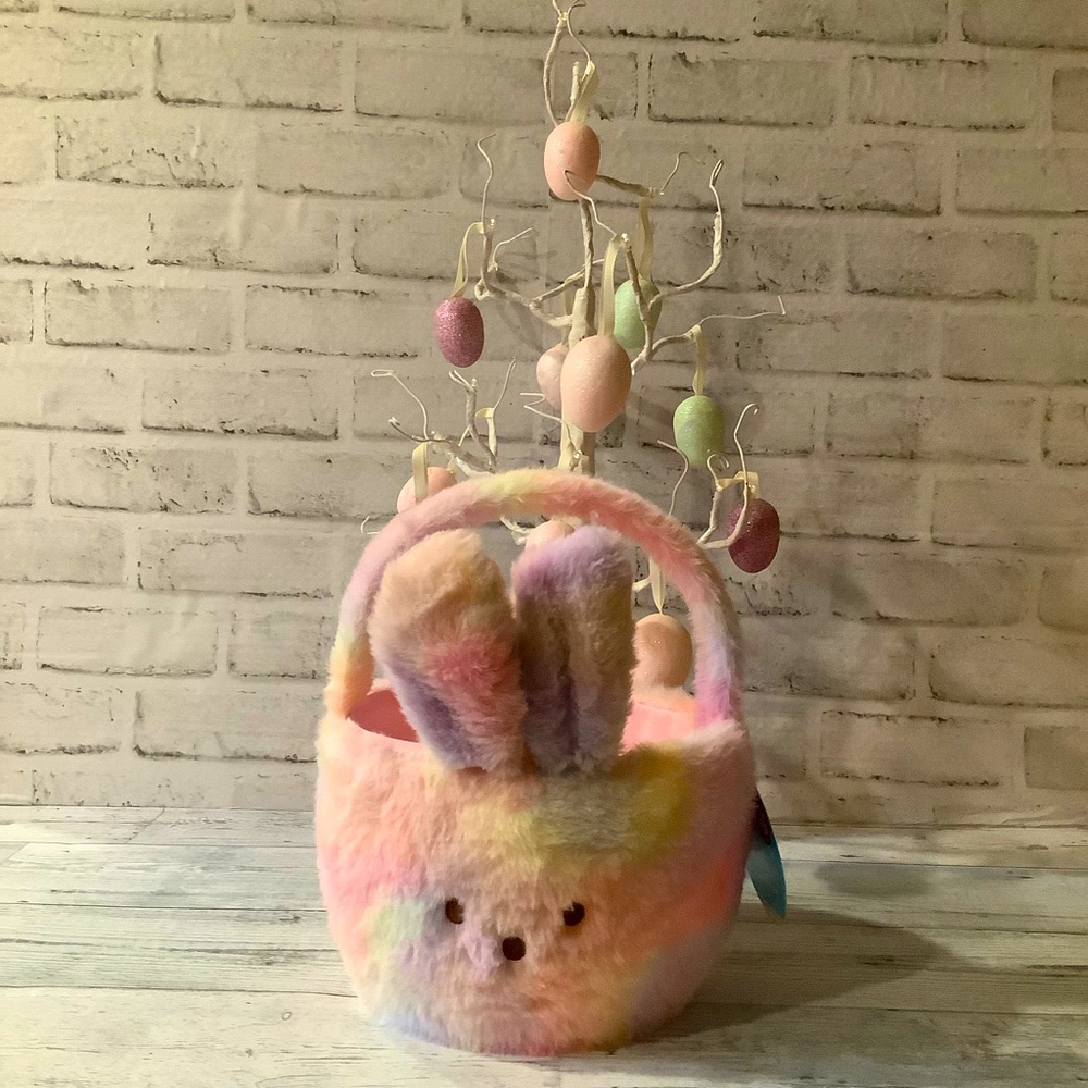 Just Born Peeps Faux Fur Multi Colored Pastel Easter Basket